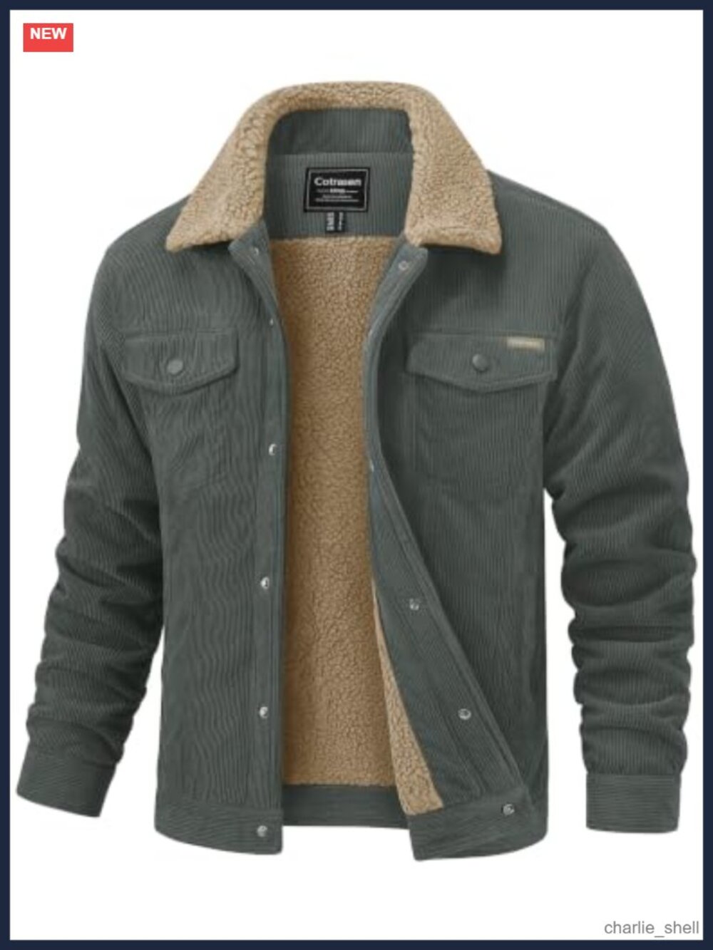 Men's Corduroy Sherpa Lined Fleece Trucker Jacket Winter Coat